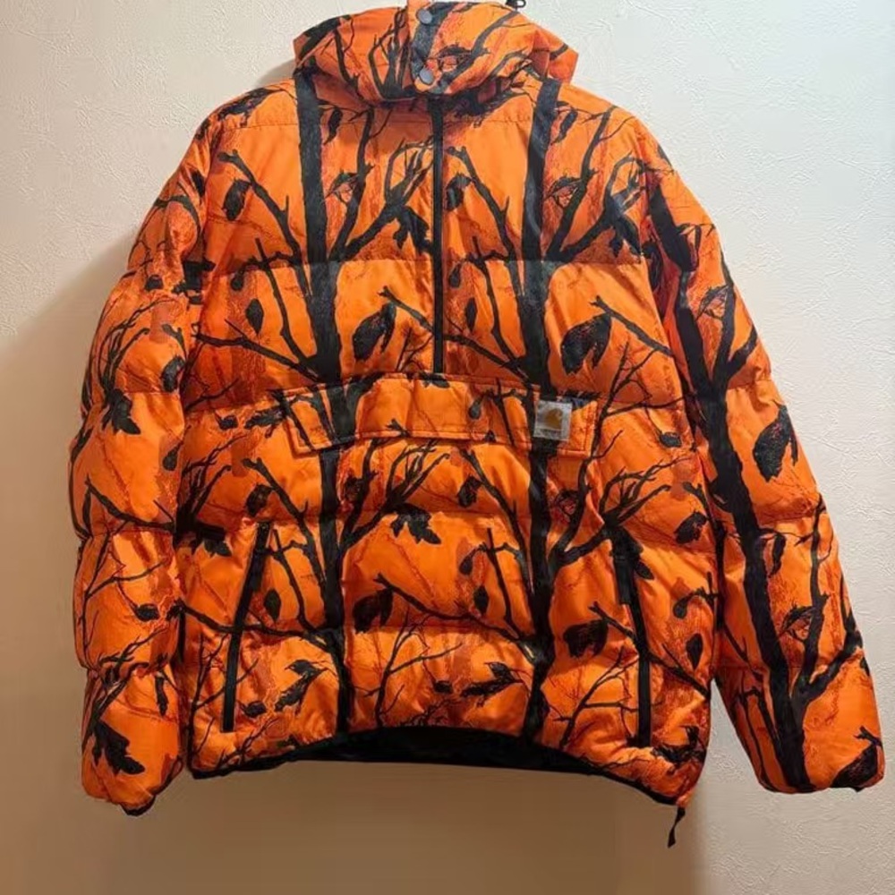 Carhartt Kids Puffer Jacket in Vibrant Orange and Black